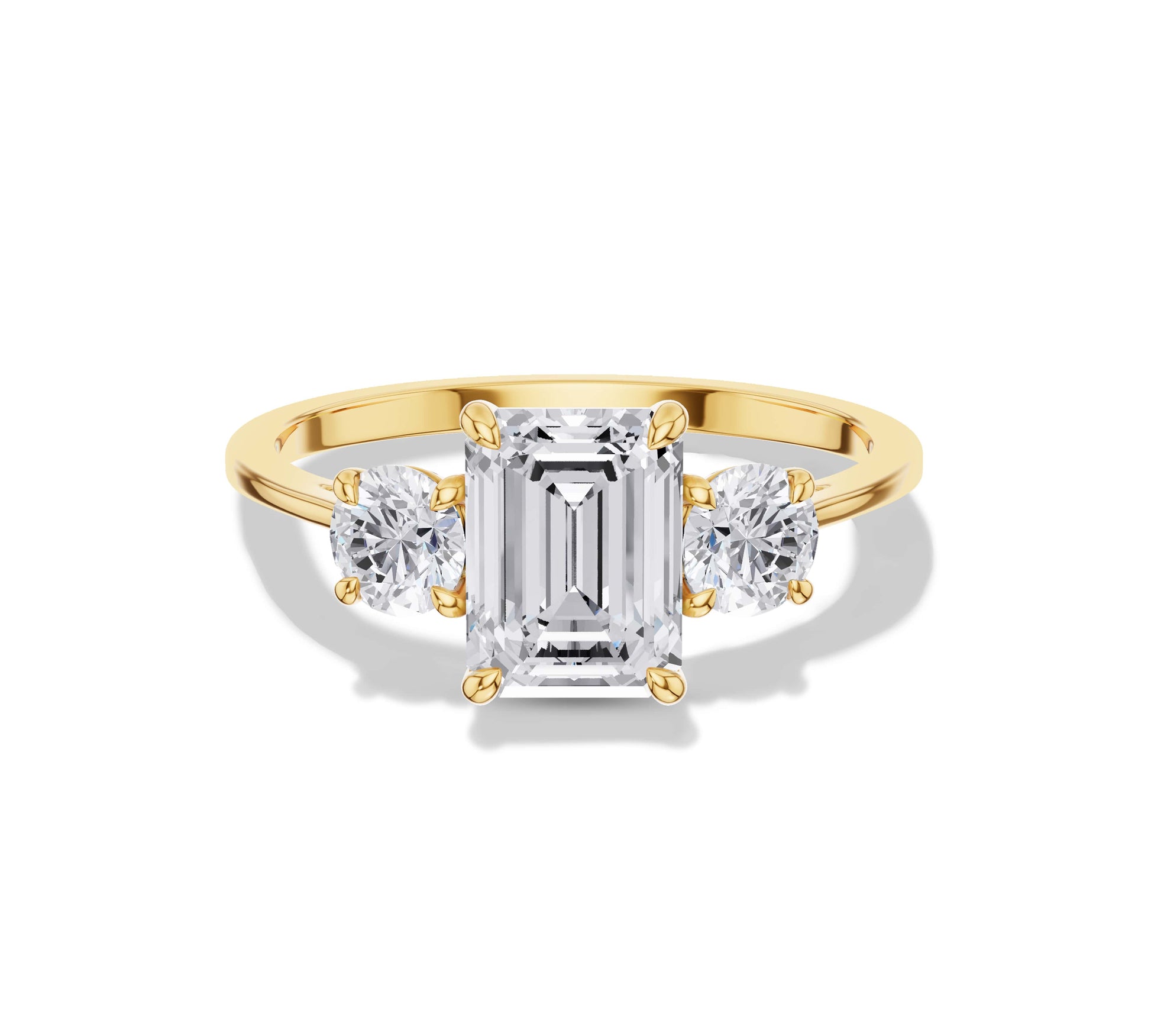 emerald diamond three stone enagement ring
