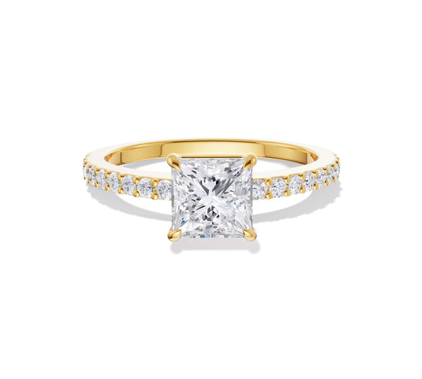 Princess Cut Engagement Ring with Pave Band
