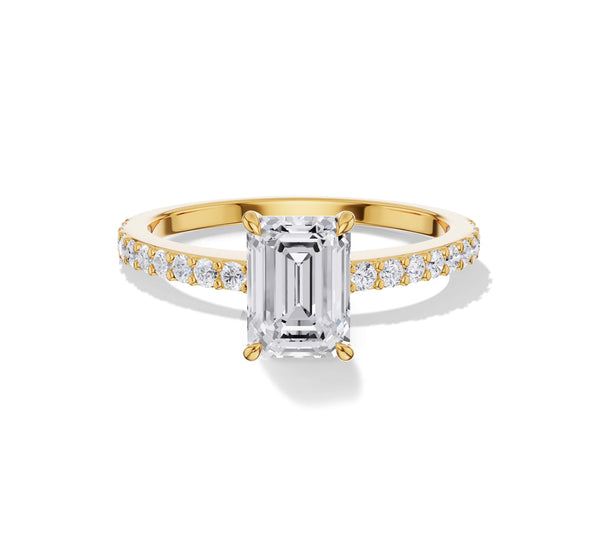 Emerald Cut Pave Diamond Engagement Ring