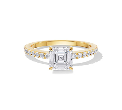 pave engagement rings in yellow gold