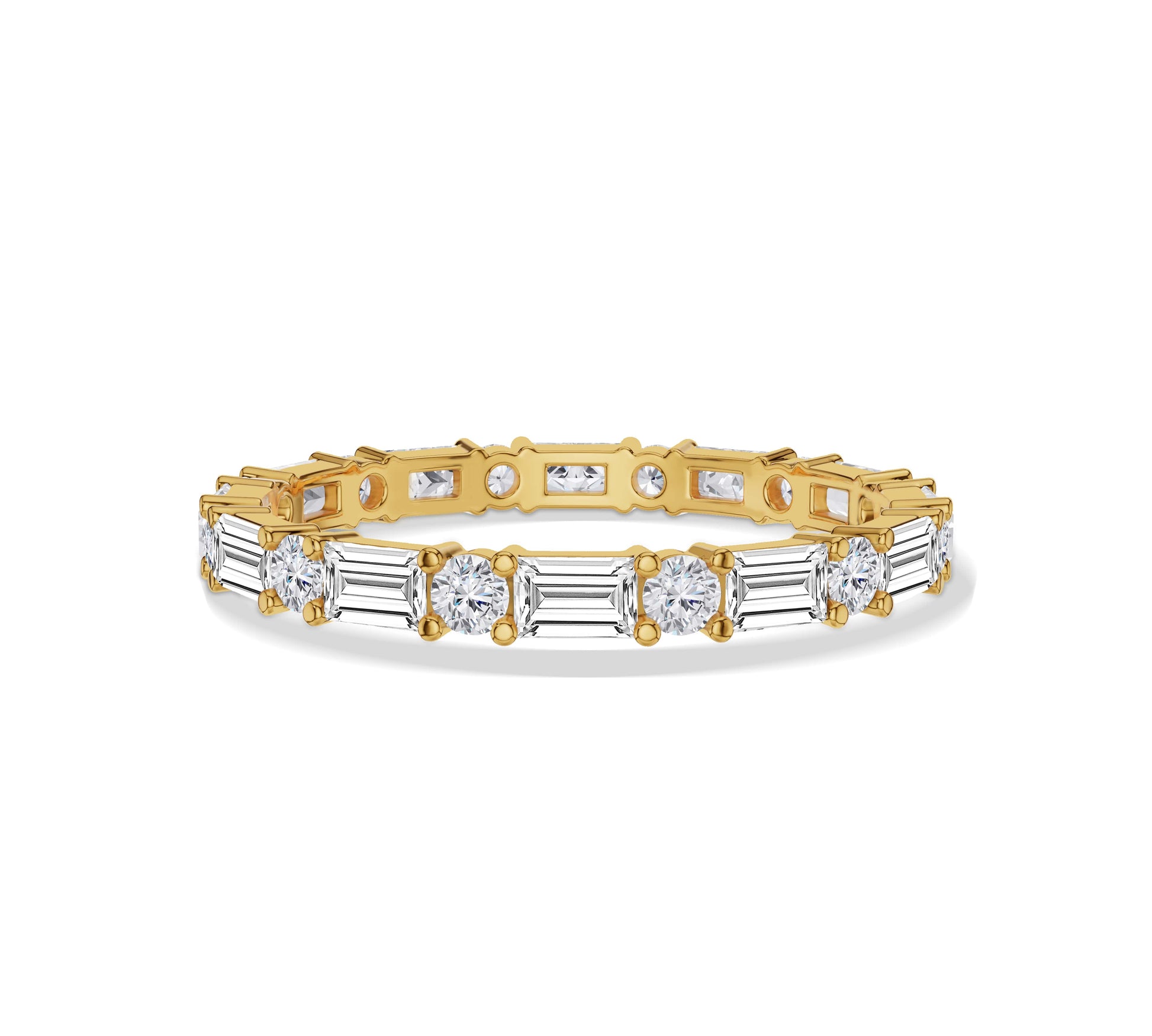 Alternating Baguette & Round Diamond Wedding Band