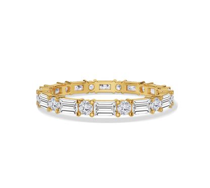 Alternating Baguette & Round Diamond Wedding Band
