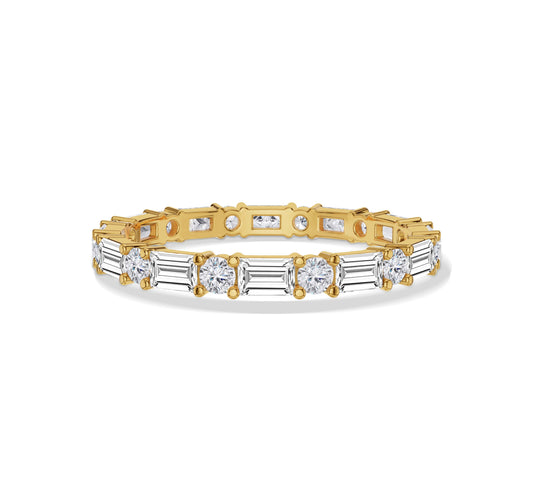 Alternating Baguette & Round Diamond Wedding Band