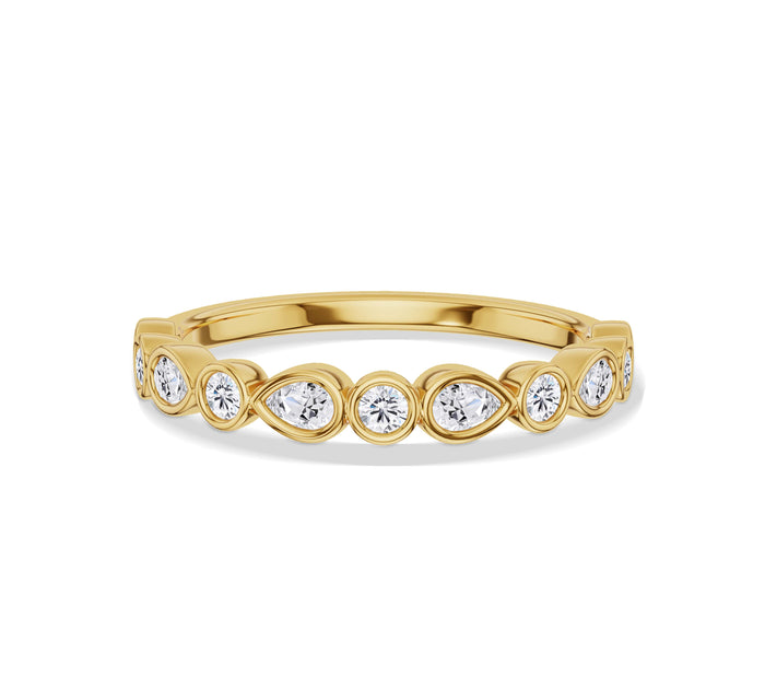 Bezel Set Pear and Round Diamond Eternity Band