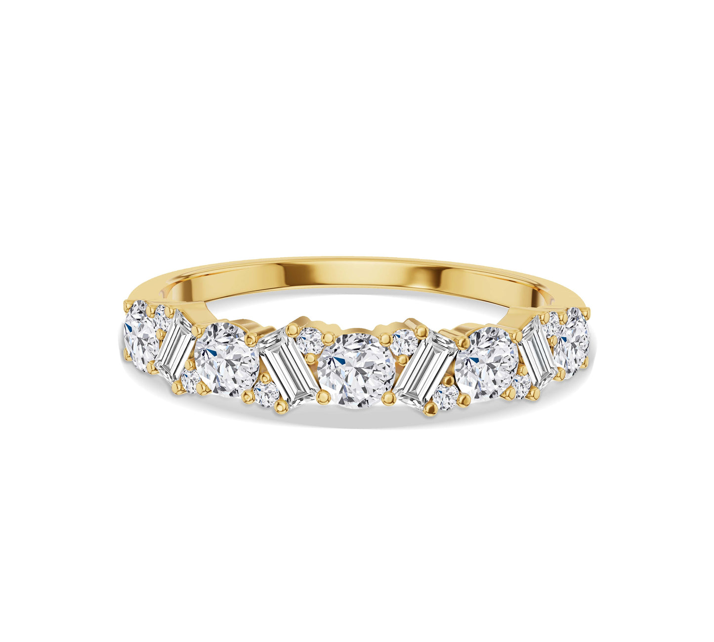 Baguette and Round Diamond Band