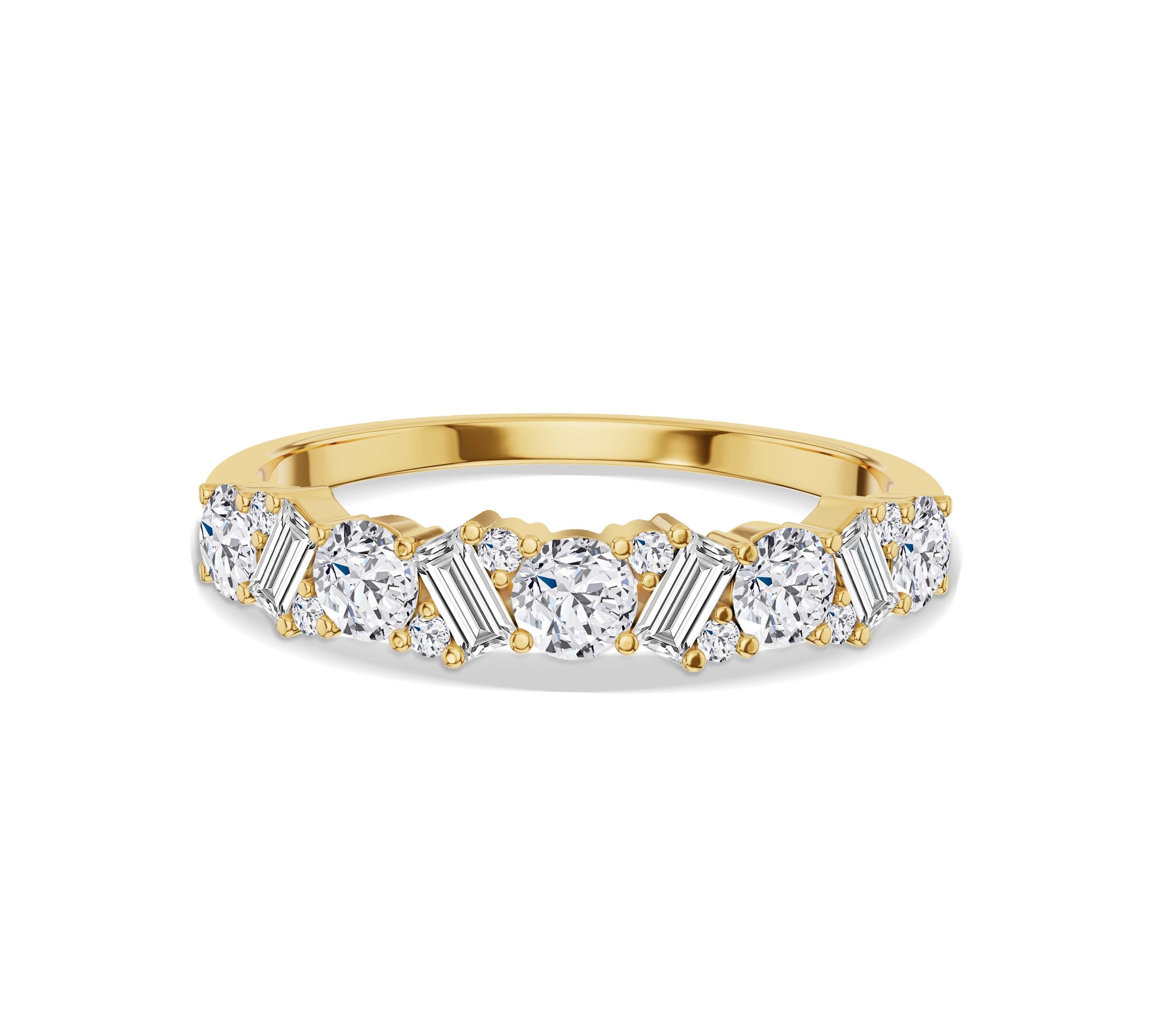 Baguette and Round Diamond Band