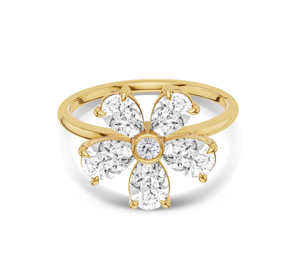 Floral Diamond Ring with Pear Cut Petals