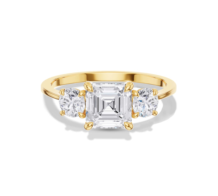 Asscher and Round Side Stone Engagement Ring
