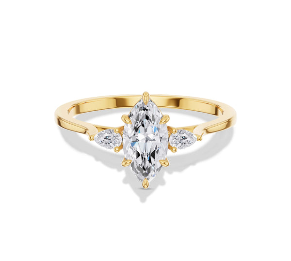 Marquise Engagement Ring with Pear Side Stone