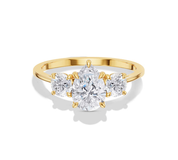 Pear Diamond Engagement Ring with Side Stone