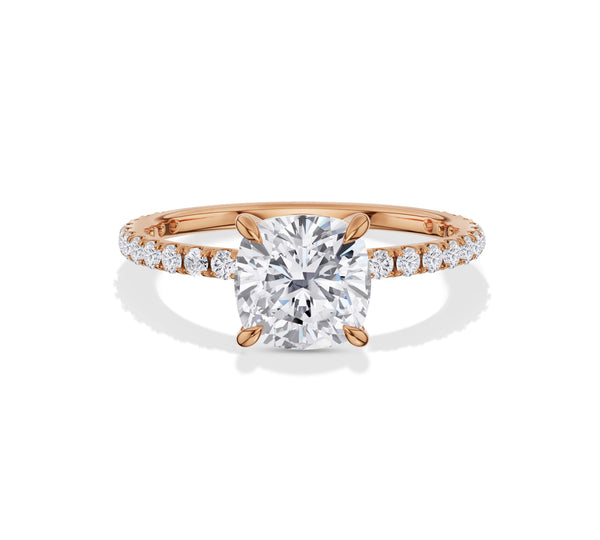 Cushion Cut Hidden Halo Engagement Ring