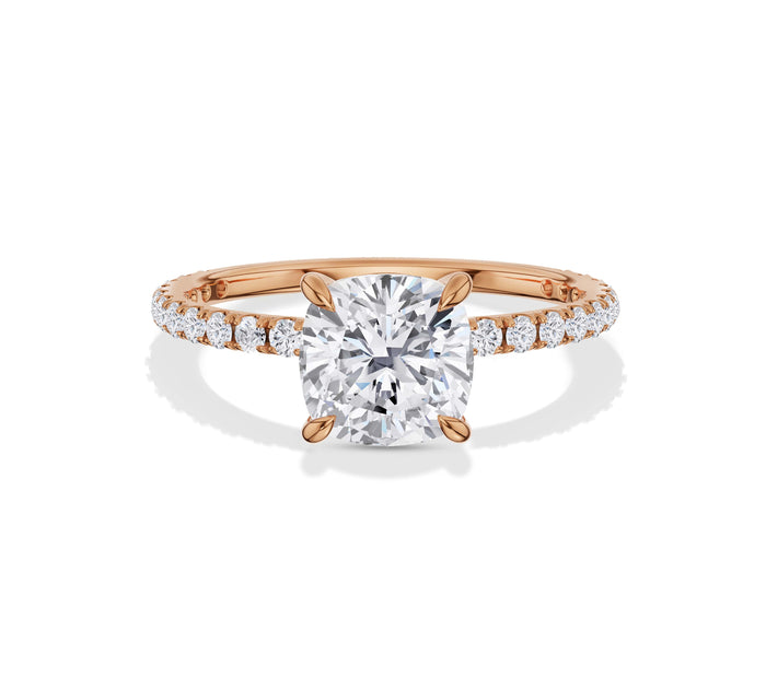 Cushion Cut Hidden Halo Engagement Ring