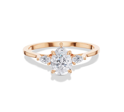 Three Stone Pear Cut Engagement Ring