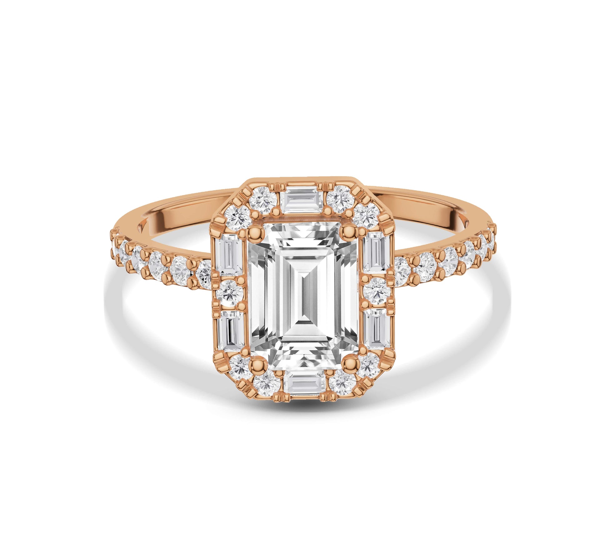 Elegant rectangular diamond ring with double-sided accents