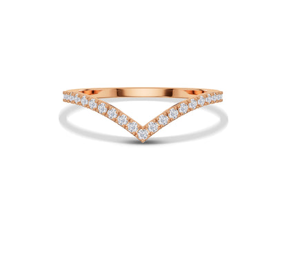 V design moissanite curved ring