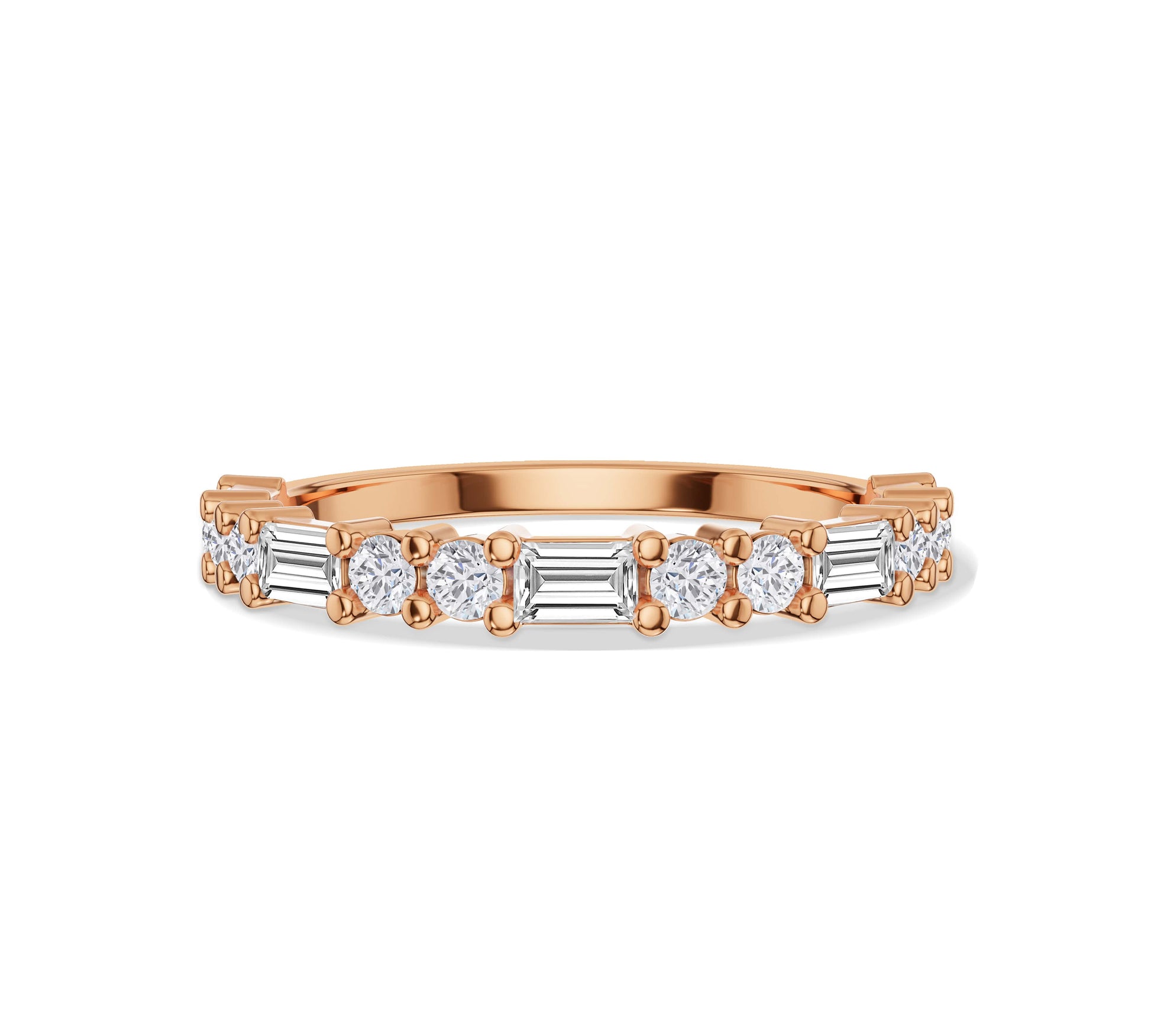 Round & Baguette Wedding Band