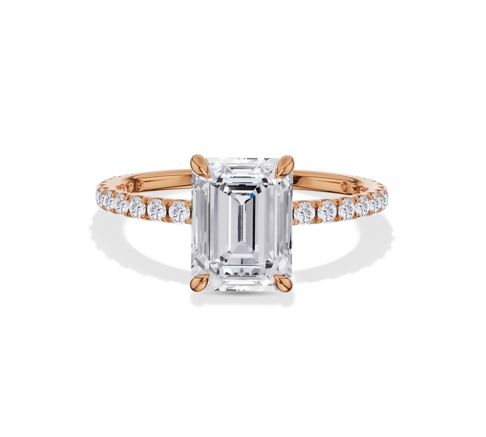 Rose gold emerald diamond ring