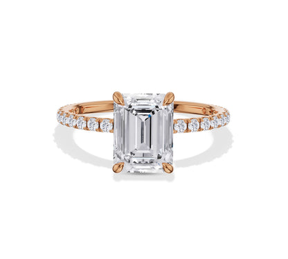 Rose gold emerald diamond ring