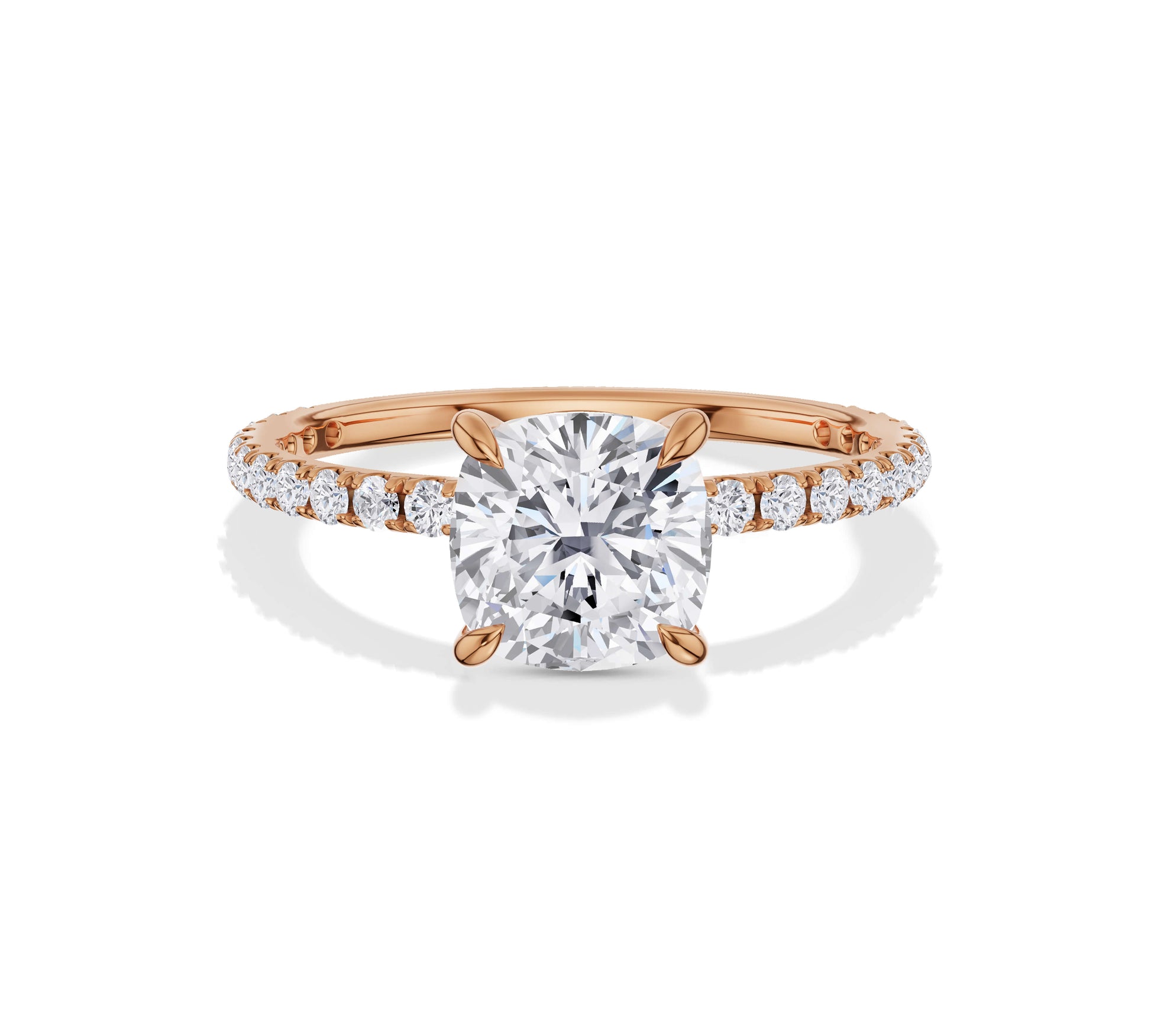 rose gold cushion diamond engagement rings