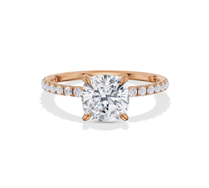 rose gold cushion diamond engagement rings