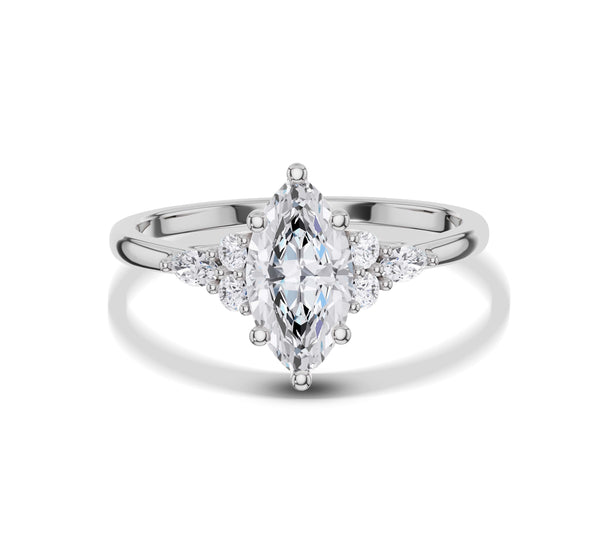Marquise-Cut Diamond Cluster Ring in Yellow Gold