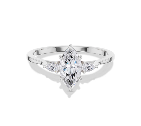Marquise Engagement Ring with Pear Side Stone