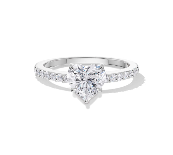 Heart Shaped Moissanite Pave Engagement Ring