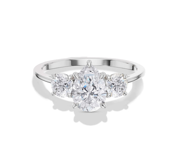 Pear Diamond Engagement Ring with Side Stone