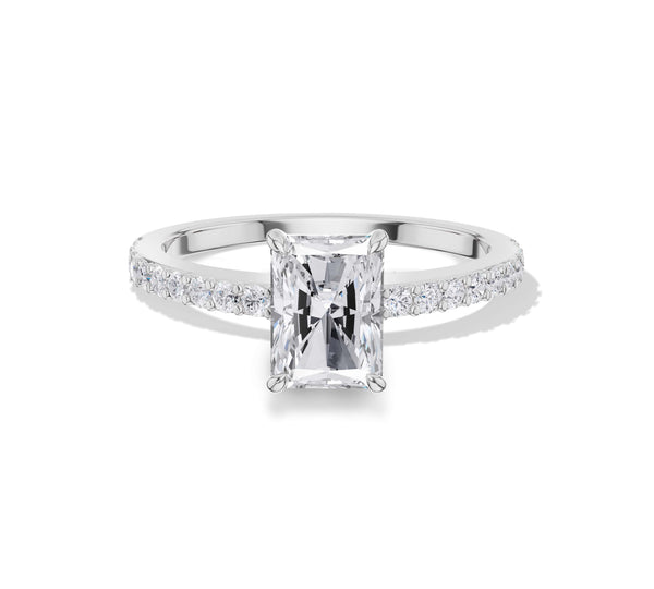 Radiant Cut Side Stone Moissanite Engagement Ring