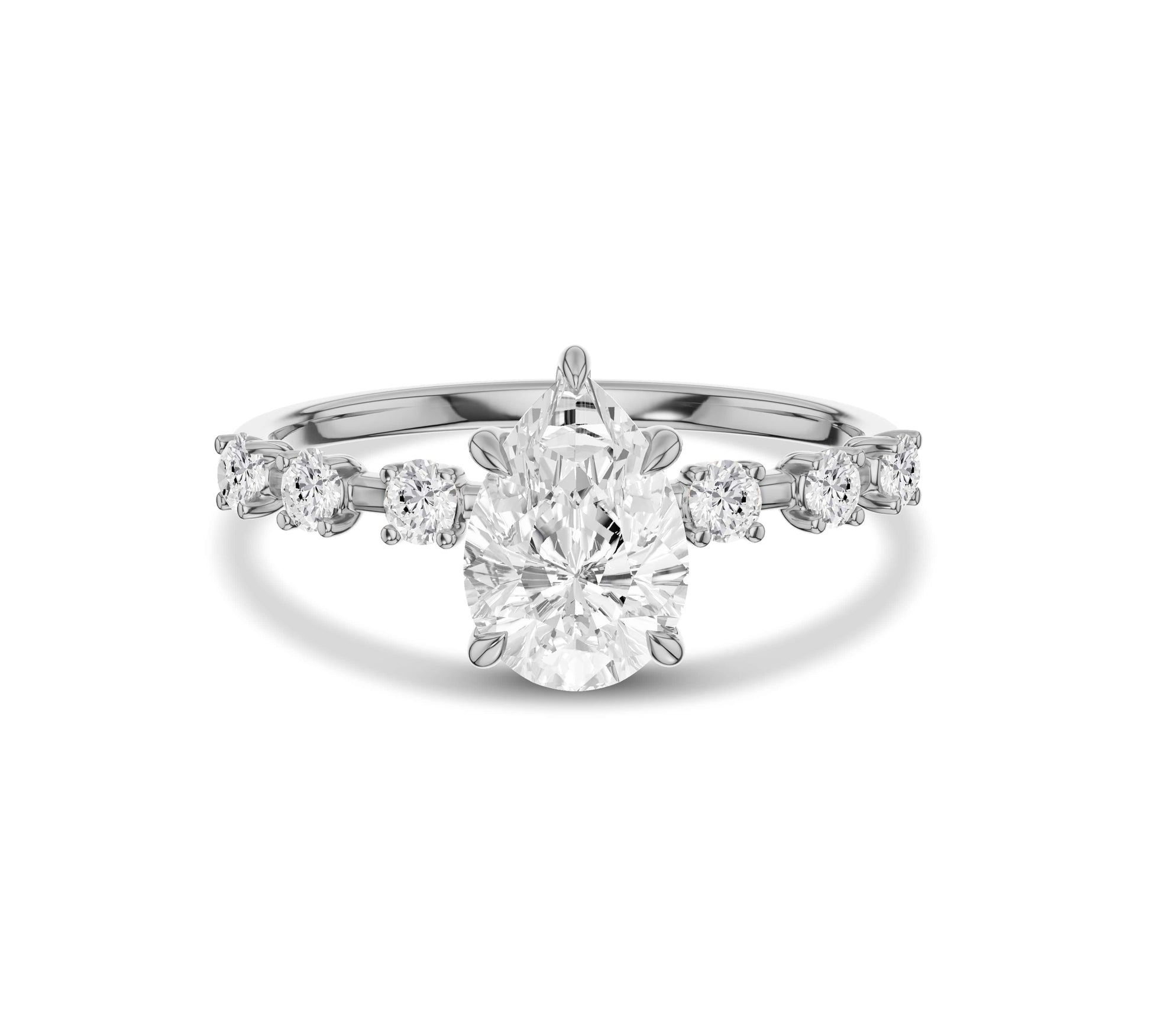 Pear cut diamond engagement ring in white gold