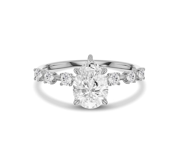 Pear Engagement Ring with Graduated Side Stones