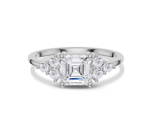 Luxurious Asscher diamond engagement ring setting