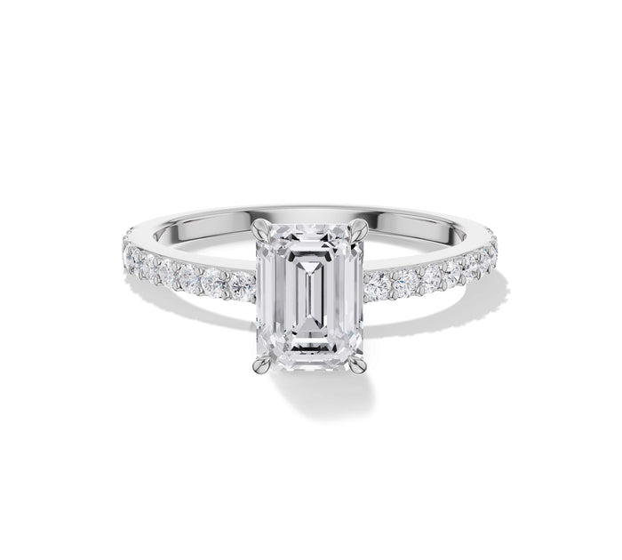 Emerald Cut Pave Diamond Engagement Ring