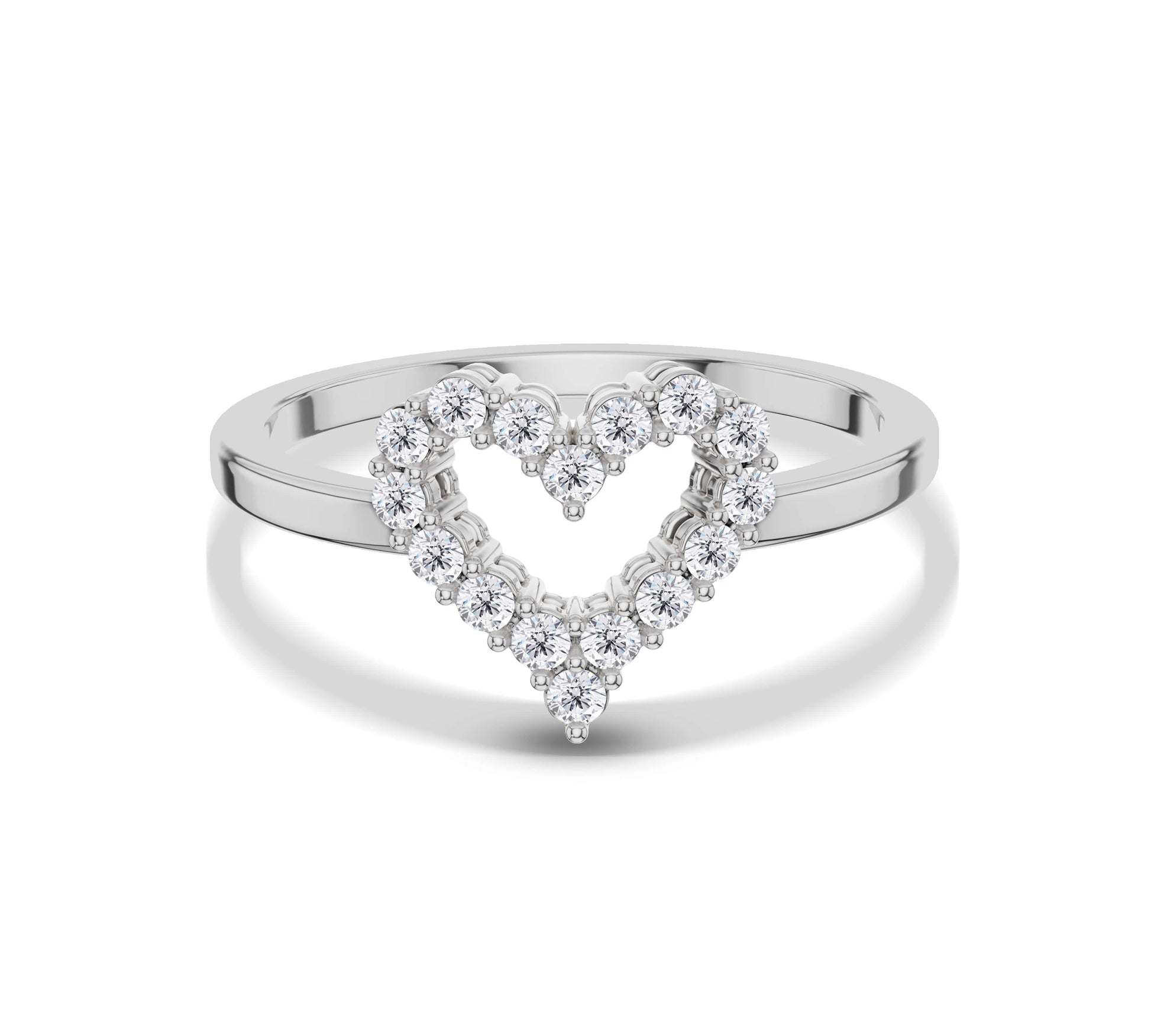 open heart diamond ring white gold