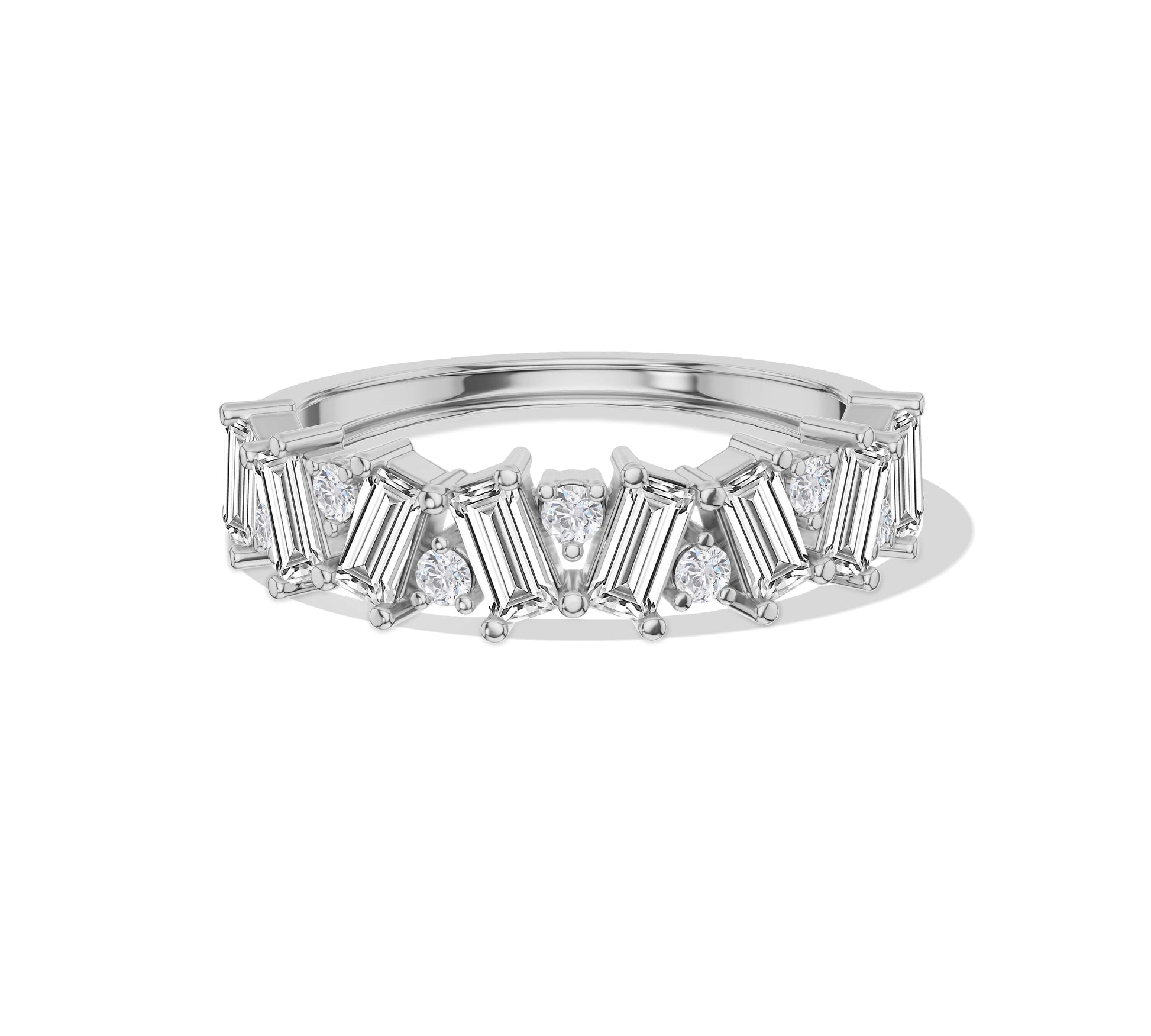 Gold stacking band with mixed diamond cuts