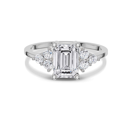 Engagement ring with organic emerald setting