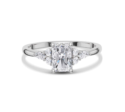 White gold radiant cluster ring bridal style