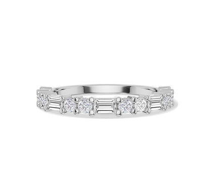Fine Patterned Baguette Band
