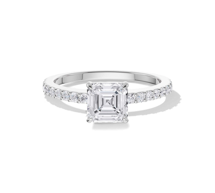 Asscher Cut Pave Engagement Ring