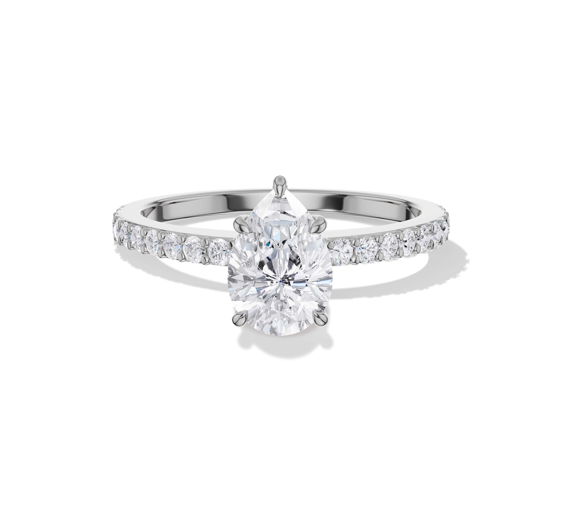 pear shaped engagement ring set​ white gold