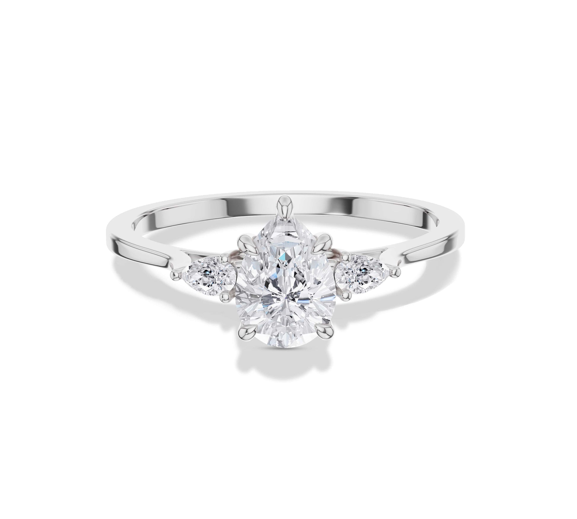 white gold pear moissanite engagement ring