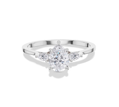 white gold pear moissanite engagement ring