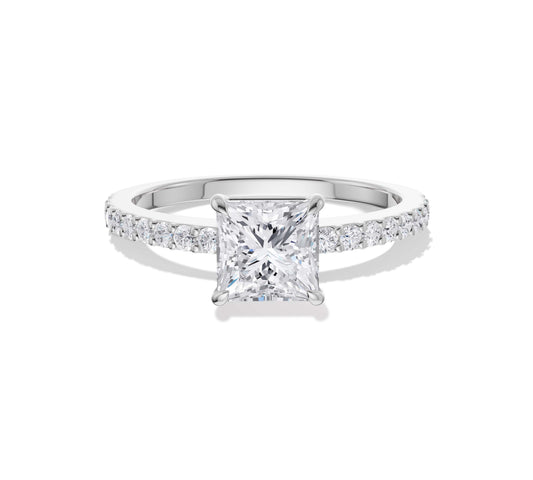 two carat princess cut diamond engagement ring