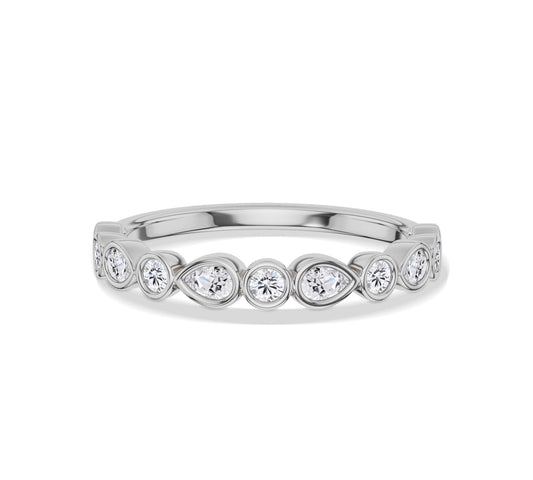 White gold pear and round bezel diamond eternity band