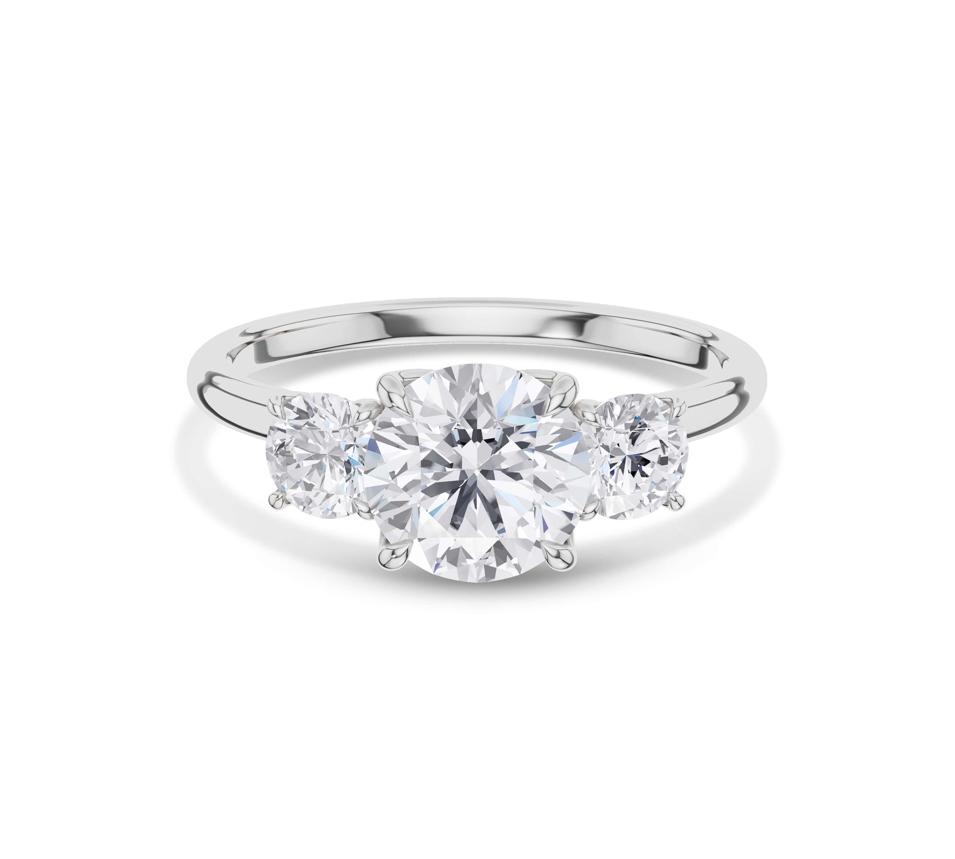 white gold classic three diamond ring