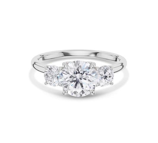 white gold classic three diamond ring
