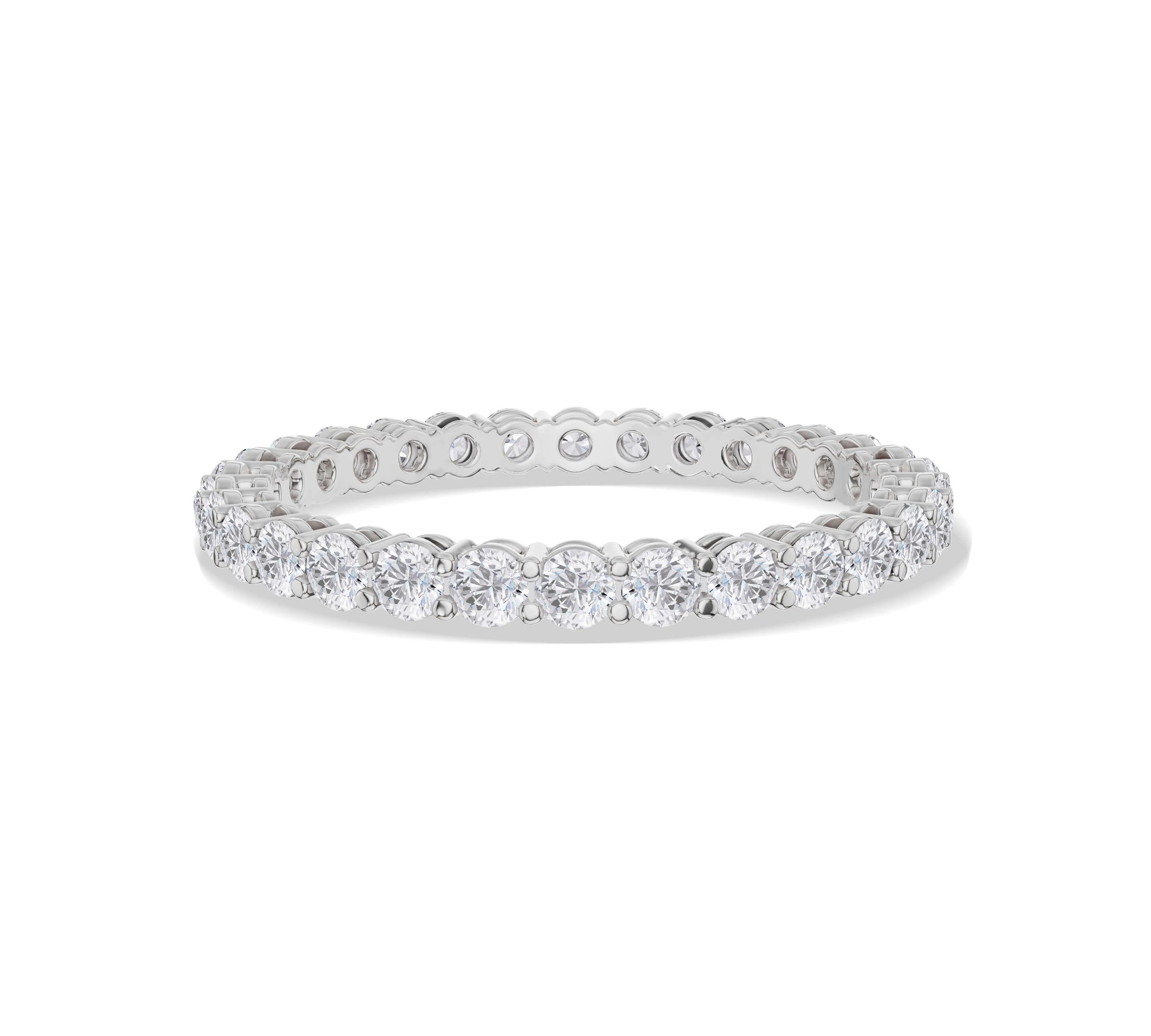 Yellow gold eternity band with classic prong setting