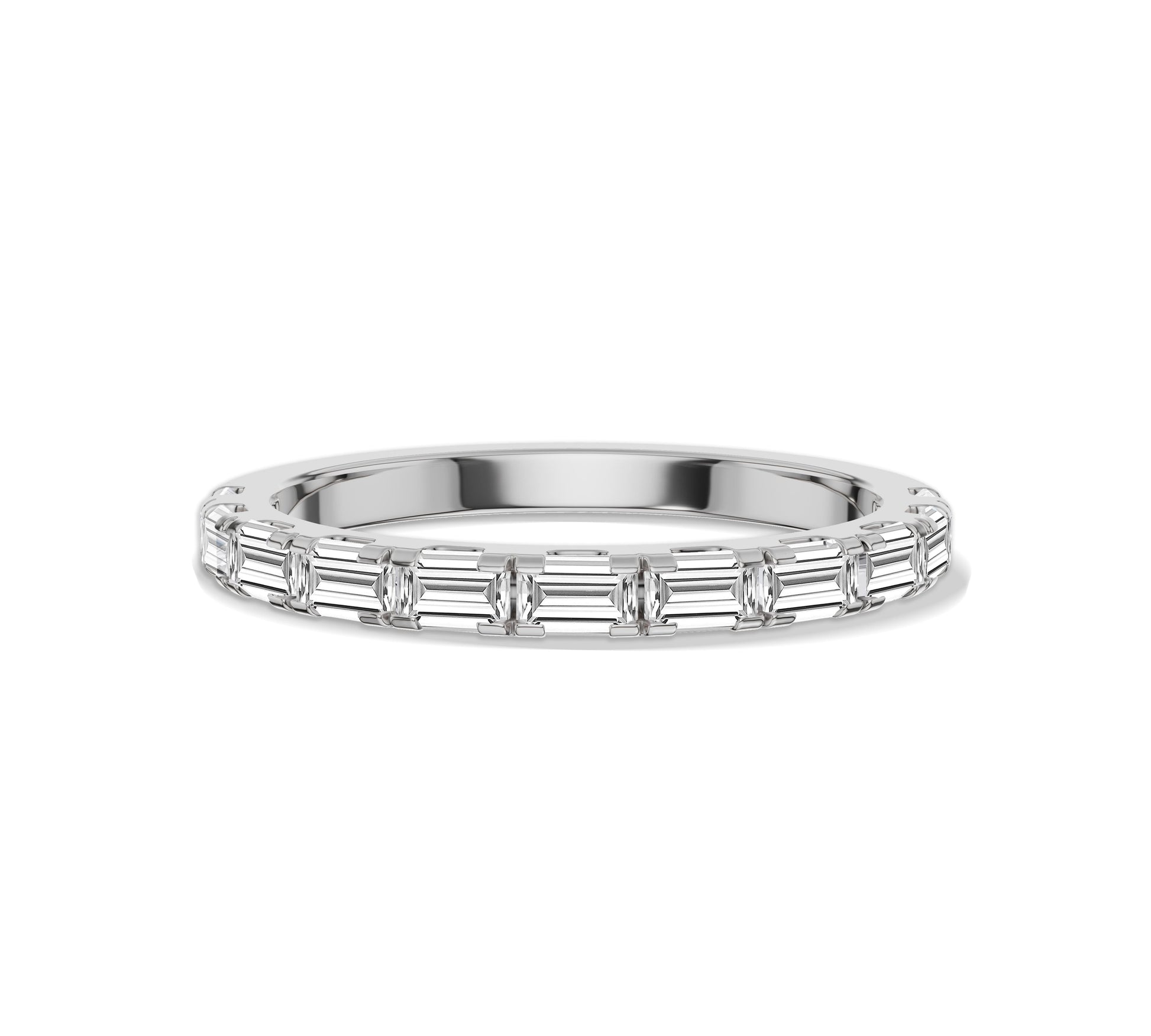 white gold baguette diamond wedding band