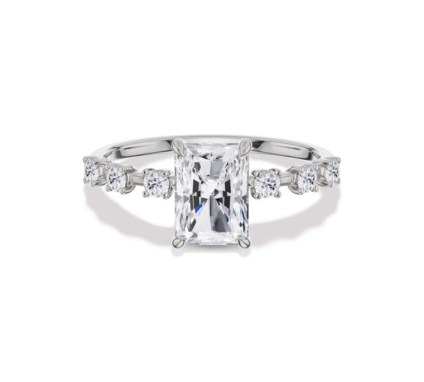 Radiant Diamond ring with Round Side Stones