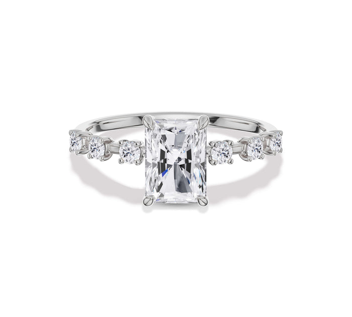 Radiant Diamond ring with Round Side Stones